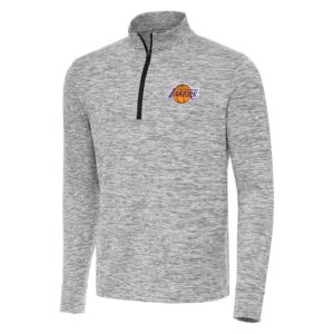 Men's Antigua Black Los Angeles Lakers Cause Quarter-Zip Top