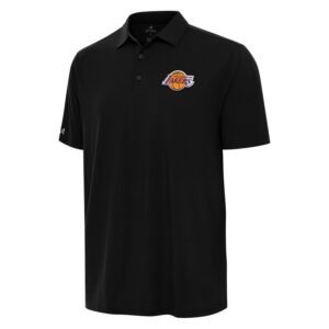 Men's Antigua Black Los Angeles Lakers Era Polo