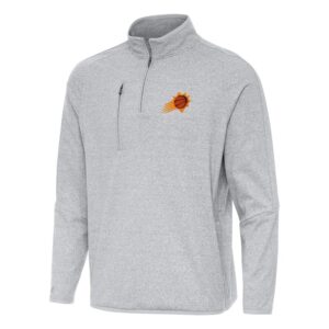 Men's Antigua Heather Gray Phoenix Suns Certain Quarter-Zip Tri-Blend Sweatshirt