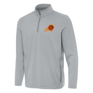 Men's Antigua  Gray Phoenix Suns Perilous Quarter-Zip Sweatshirt