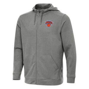 Men's Antigua Heather Charcoal New York Knicks Effortless Full-Zip Hoodie Jacket