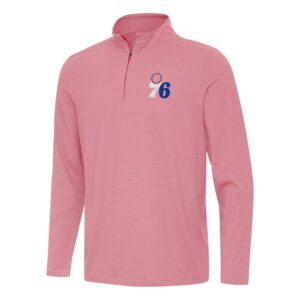Men's Antigua  Red Philadelphia 76ers Twine Quarter-Zip Top