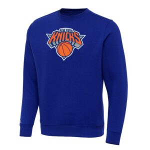 Men's Antigua Blue New York Knicks Big & Tall Victory Crew Neck Pullover Sweatshirt