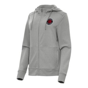 Women's Antigua Heather Gray Toronto Raptors Seeker Full-Zip Hoodie Jacket