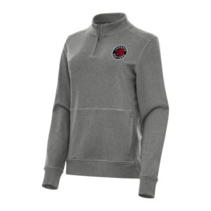 Women's Antigua Heather Black Toronto Raptors Crush Quarter-Zip Fleece Sweatshirt