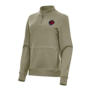 Women's Antigua Olive Toronto Raptors Crush Quarter-Zip Fleece Sweatshirt