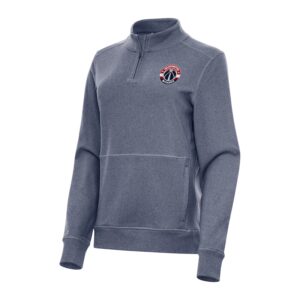 Women's Antigua Heather Navy Washington Wizards Crush Quarter-Zip Fleece Sweatshirt
