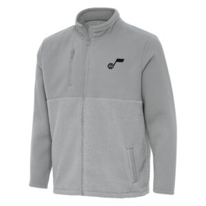Men's Antigua Gray Utah Jazz Daily Fused Full-Zip Jacket