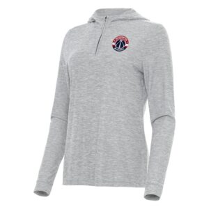 Women's Antigua  Heather Gray Washington Wizards Daybreak Quarter-Zip Hoodie