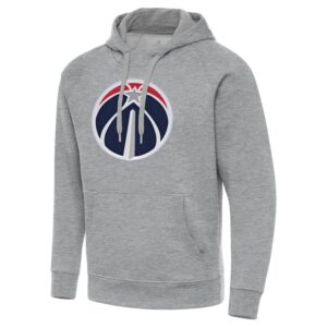 Men's Antigua Heather Gray Washington Wizards Big & Tall Victory Raglan Pullover Hoodie