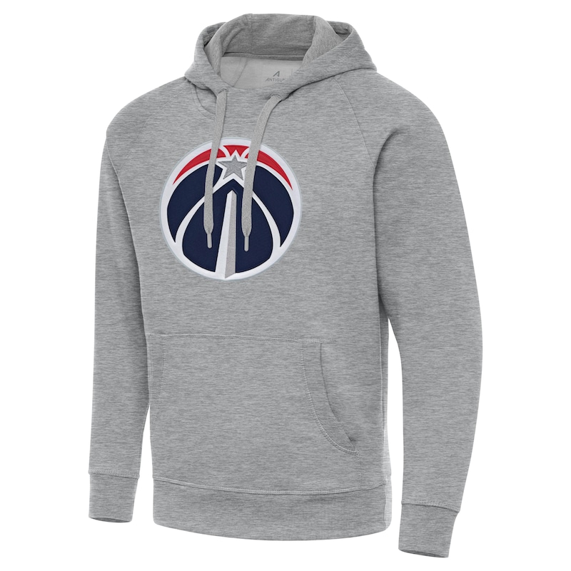 Men's Antigua Heather Gray Washington Wizards Big & Tall Victory Raglan Pullover Hoodie