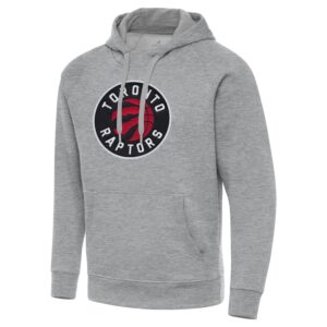 Men's Antigua Heather Gray Toronto Raptors Big & Tall Victory Raglan Pullover Hoodie