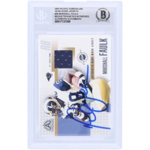 Marshall Faulk St. Louis Rams Autographed 2002 Pacific Adrenaline Game Worn Relic #39 Beckett Fanatics Witnessed Authenticated Card