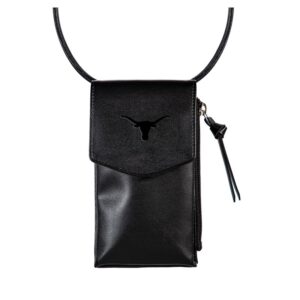 Black Texas Longhorns Hybrid Leather Crossbody Cell Phone Wallet
