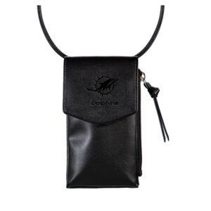 Black Miami Dolphins Hybrid Leather Crossbody Cell Phone Wallet
