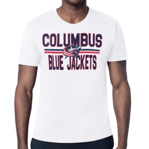 Men's Starter White Columbus Blue Jackets Mesh Look Team Name T-Shirt