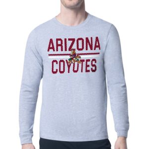 Men's Starter Heather Gray Arizona Coyotes Mesh Look Team Name Logo Long Sleeve T-Shirt