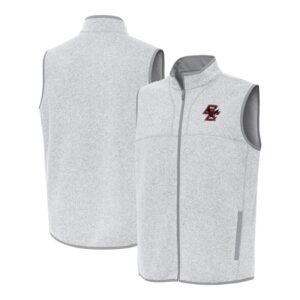 Men's Antigua Heather Gray Boston College Eagles Fortune Full-Zip Vest