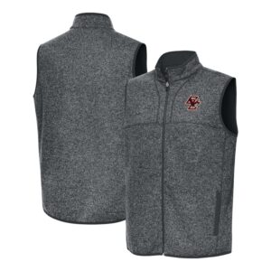 Men's Antigua Heather Gray Boston College Eagles Fortune Full-Zip Vest