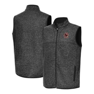 Men's Antigua Heather Black Boston College Eagles Fortune Full-Zip Vest