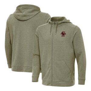 Men's Antigua  Heather Olive Boston College Eagles Effortless Full-Zip Hood
