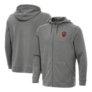 Men's Antigua  Heather Black Indiana Hoosiers Effortless Full Zip Hood