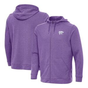 Men's Antigua  Heather Purple Kansas State Wildcats Effortless Full Zip Hood