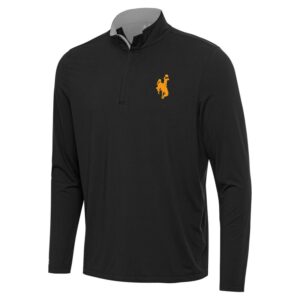 Men's Antigua  Black Wyoming Cowboys Content Quarter-Zip Pullover Top
