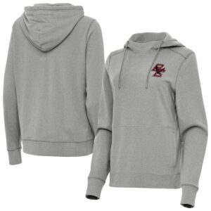 Women's Antigua  Heather Gray Boston College Eagles Justice Pullover Hoodie