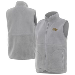 Women's Antigua  Gray Georgia Tech Yellow Jackets Nostalgic Full-Zip Vest