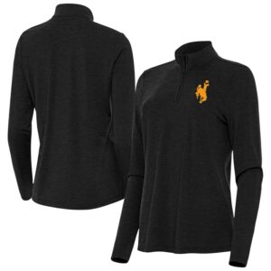 Women's Antigua  Heather Black Wyoming Cowboys Bright Quarter-Zip Top