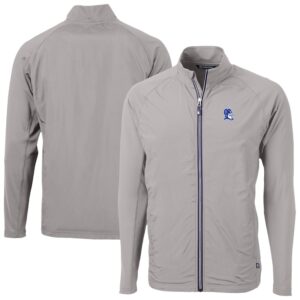 Men's Cutter & Buck  Gray Duke Blue Devils Adapt Eco Knit Hybrid Recycled Raglan Full-Zip Jacket