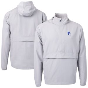 Men's Cutter & Buck Gray Duke Blue Devils Charter Eco Recycled Half-Zip Anorak Jacket