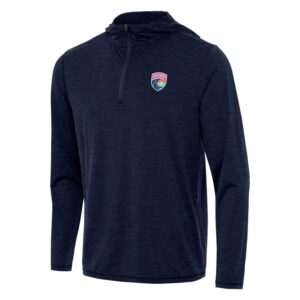 Men's Antigua Heather Navy San Diego Wave FC Tidy Quarter-Zip Pullover Hoodie