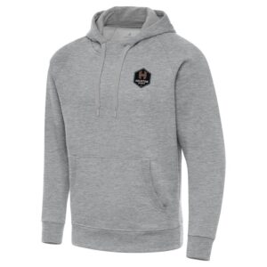 Men's Antigua Heather Gray Houston Dash Victory Pullover Hoodie