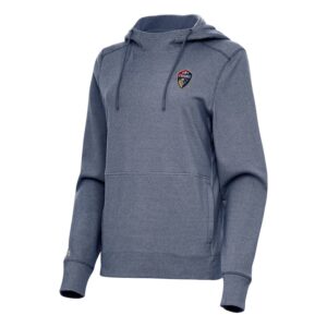 Women's Antigua Heather Navy North Carolina Courage Justice Pullover Hoodie