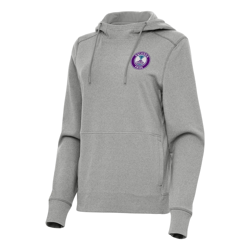 Women's Antigua Heather Gray Orlando Pride Justice Pullover Hoodie