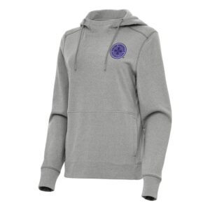 Women's Antigua Heather Gray Racing Louisville FC Justice Pullover Hoodie