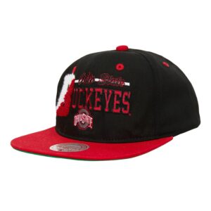 Men's Mitchell & Ness  Black/Scarlet Ohio State Buckeyes Varsity Letter Snapback Hat