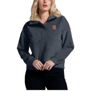 Women's League Collegiate Wear Navy Syracuse Orange Stretch Cord Half-Zip Sweatshirt