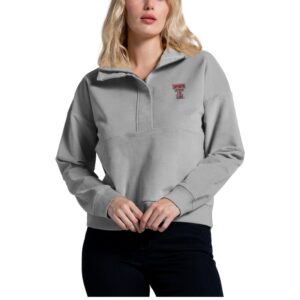Women's League Collegiate Wear Gray Texas Tech Red Raiders Stretch Cord Half-Zip Sweatshirt