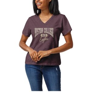 Women's League Collegiate Wear Heather Maroon Boston College Eagles Intramural Boyfriend V-Neck T-Shirt