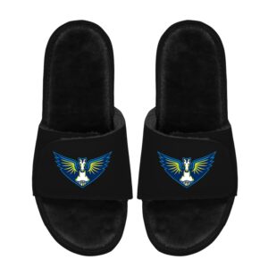 Youth ISlide  Black Dallas Wings Logo Faux Fur Slide Sandals