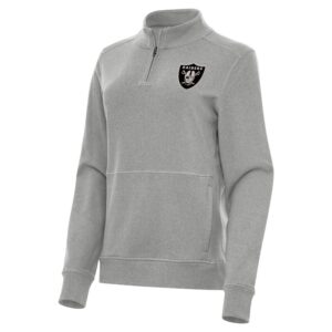 Women's Antigua  Heather Gray Las Vegas Raiders Crush Quarter-Zip Top