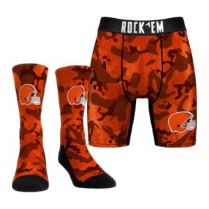 Men's Rock Em Socks  Orange Cleveland Browns Team Armor Underwear and Crew Socks Combo Pack