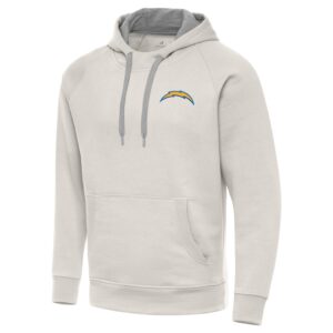 Men's Antigua Cream Los Angeles Chargers Victory Raglan Pullover Hoodie