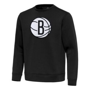 Men's Antigua  Black Brooklyn Nets Relevant Pullover Sweatshirt