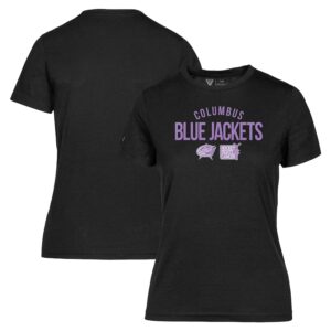 Women's Levelwear Black Columbus Blue Jackets Hockey Fights Cancer Maddox Resilient T-Shirt
