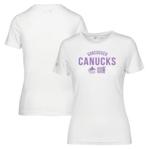 Women's Levelwear White Vancouver Canucks Hockey Fights Cancer Maddox Resilient T-Shirt