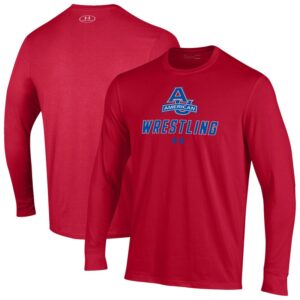 Men's Under Armour Red American University Eagles Wrestling Performance Long Sleeve T-Shirt